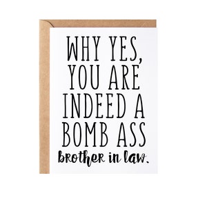 Brother In Law Gift, Card | Funny Brother In Law Thank You Appreciation Present Idea, Brother In Law Wedding Day Card From Bride Or Groom