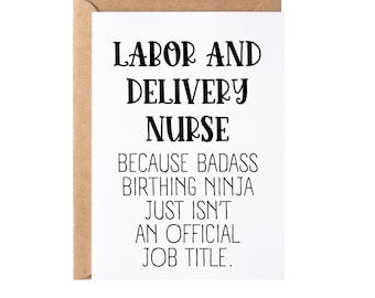Labor And Delivery Nurse Gift, Funny L&D Nurse Thank You Greeting Card - Blank Inside | L and D Nurse Birthday + Christmas Present