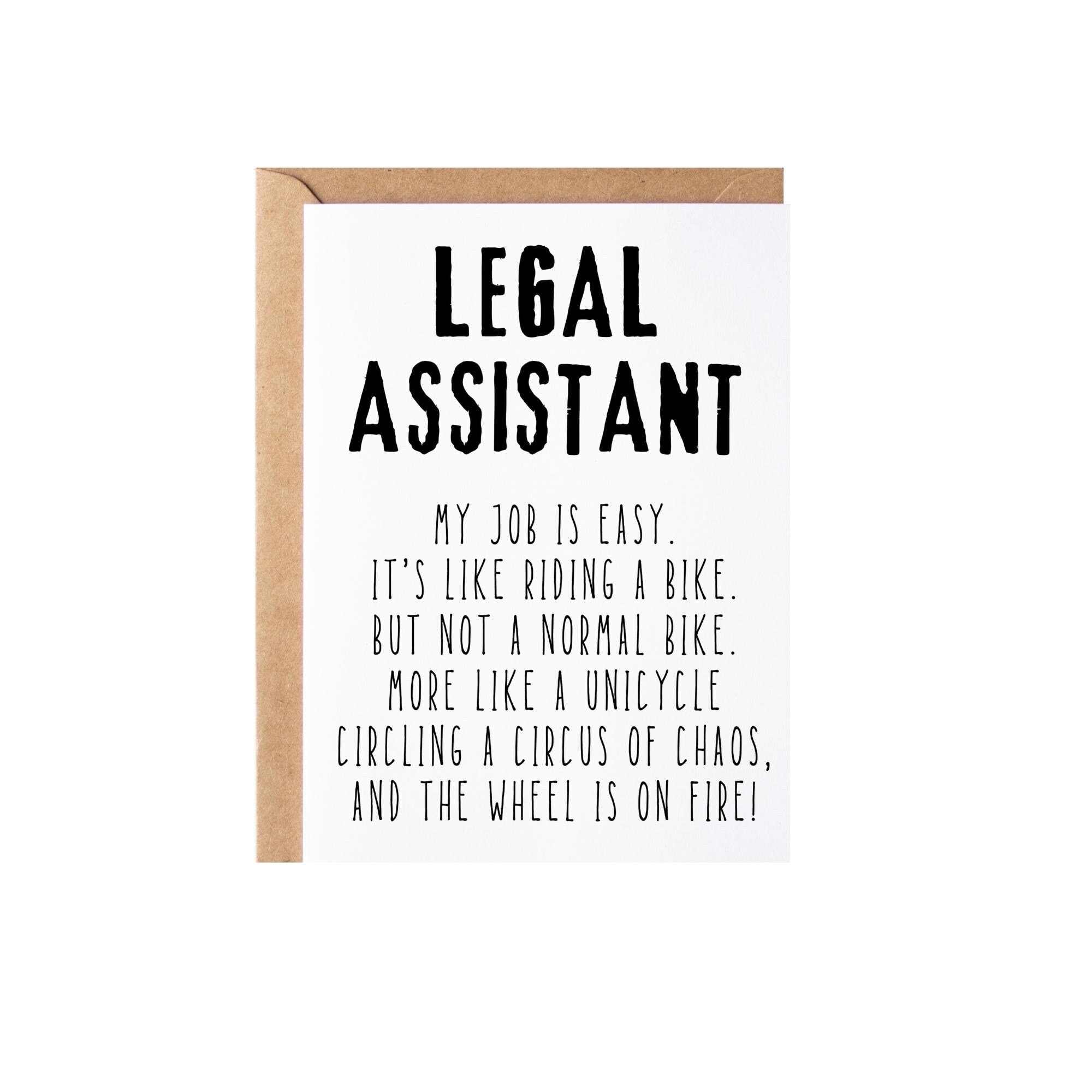 Legal Assistant Gift, Card Funny Legal Assistant Thank You Appreciation Present Idea - Greeting Card, Blank Inside