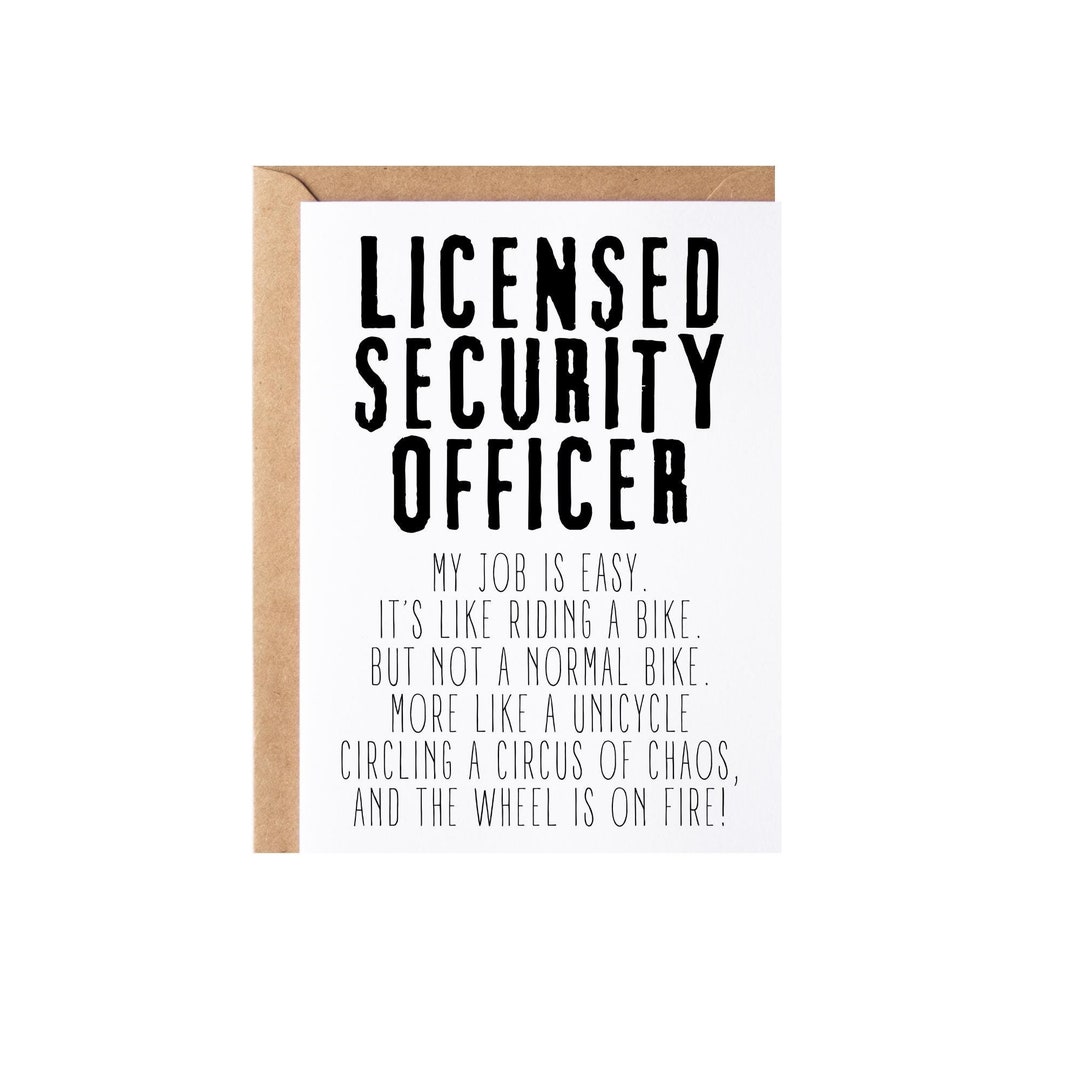 Licensed Security Officer Gift, Card | Funny Licensed Security Officer ...