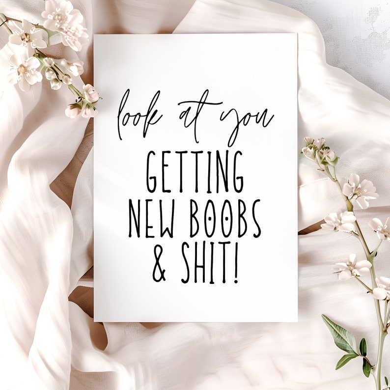 Breast Augmentation Gag Gift For Her | Breast Surgery, Funny Breast Lift And Reduction Greeting Card image 2