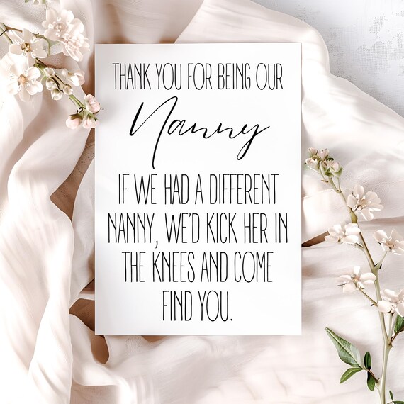 Nanny Gift, Card | Thank You Nanny Present Idea, Funny Nanny