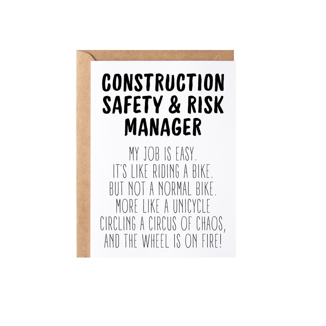 Thank You Note Risk Management Construction Safety and Risk Manager Gift, Card | Funny Construction ...