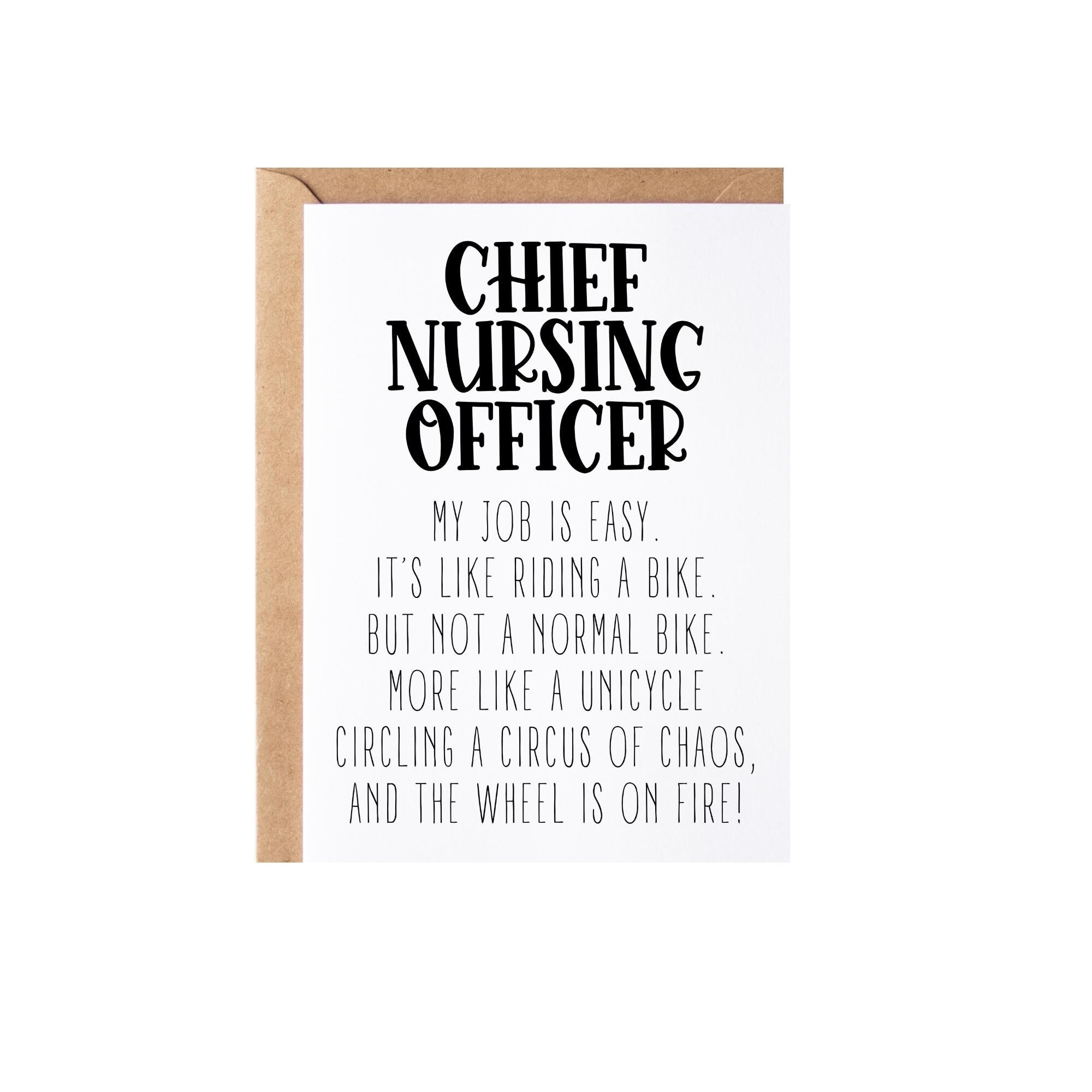 Chief Nursing Officer Gift, Card Funny Chief Nursing Officer Thank You Appreciation Present Idea - Greeting Card, Blank Inside