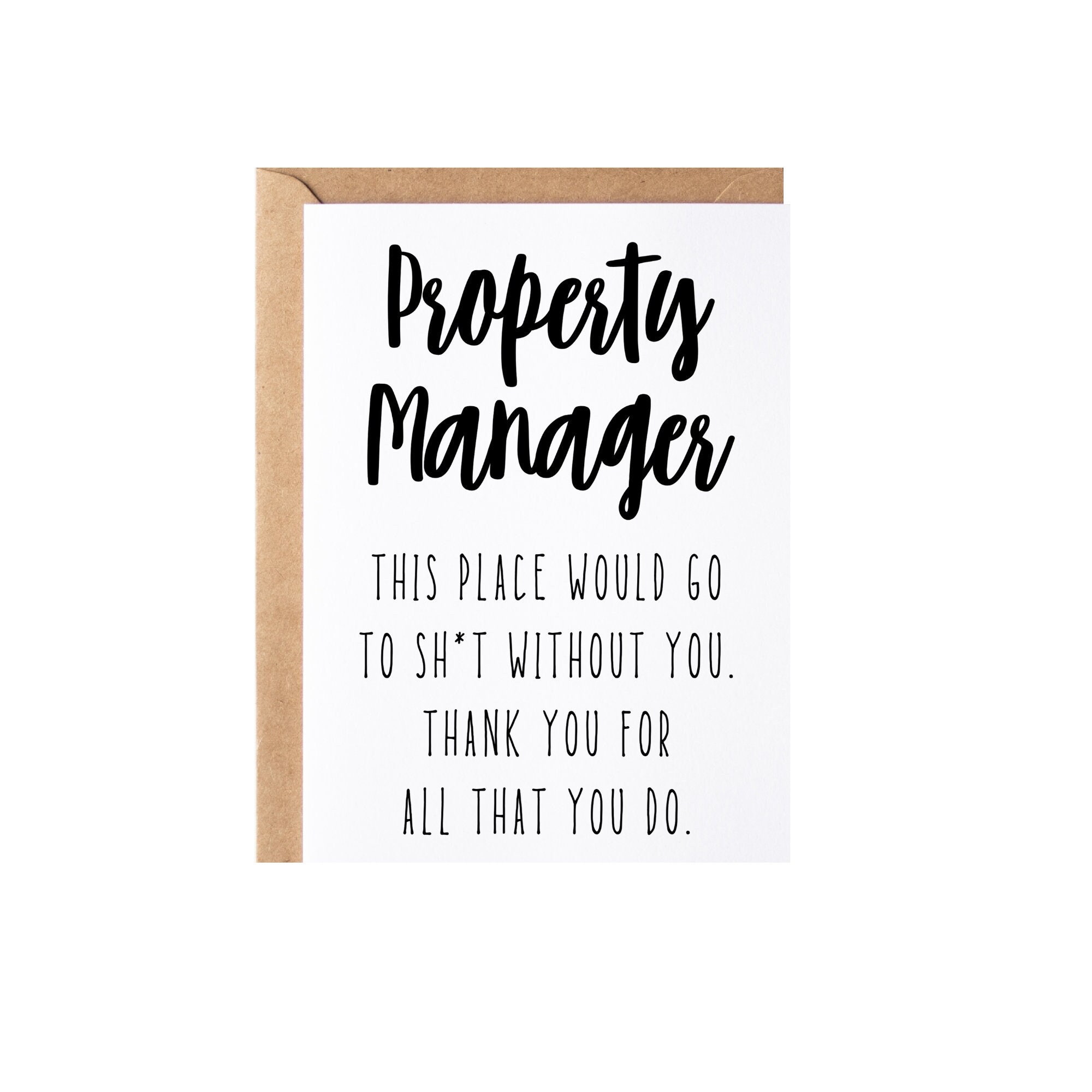 Property Manager Gift, Card Funny Property Management Thank You Appreciation Gift Idea - Greeting Card, Blank Inside