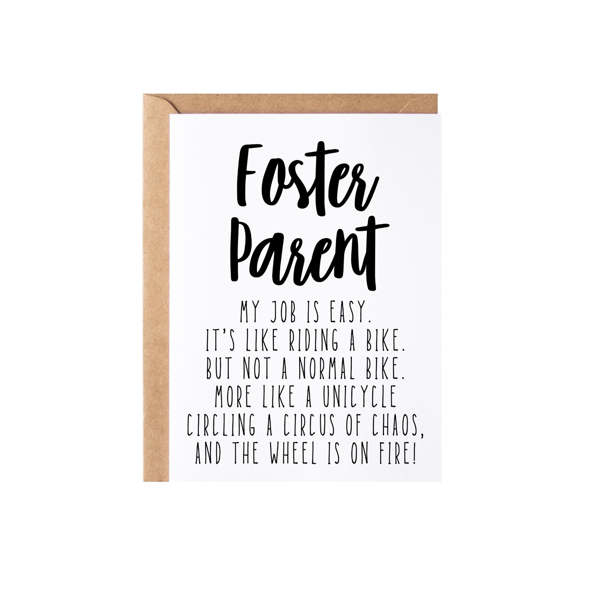 Foster Parent Gift, Card Funny New Foster Parent Gift Idea For Men + Women, Foster Parent Birthday + Christmas Gift - Greeting Card, Blank