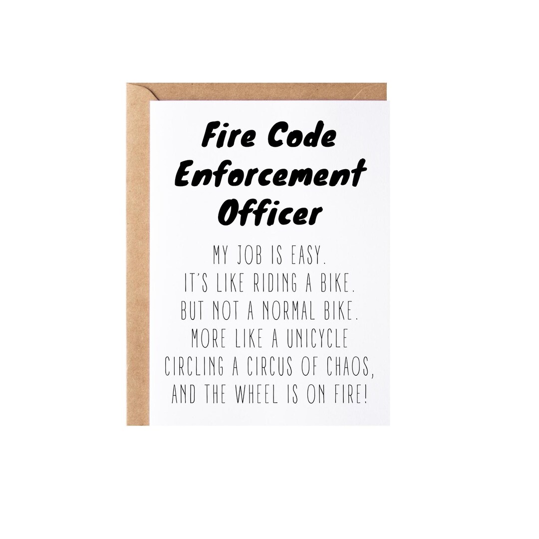 Fire Code Enforcement Officer Gift, Card | Funny Fire Code Enforcement ...