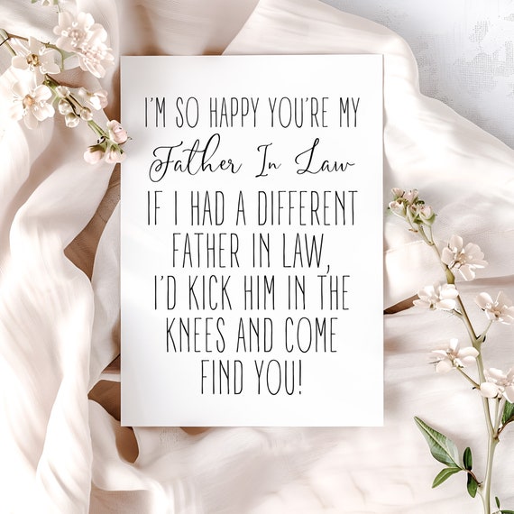 Father in Law Gift, Card Dad in Law Thank You Appreciation