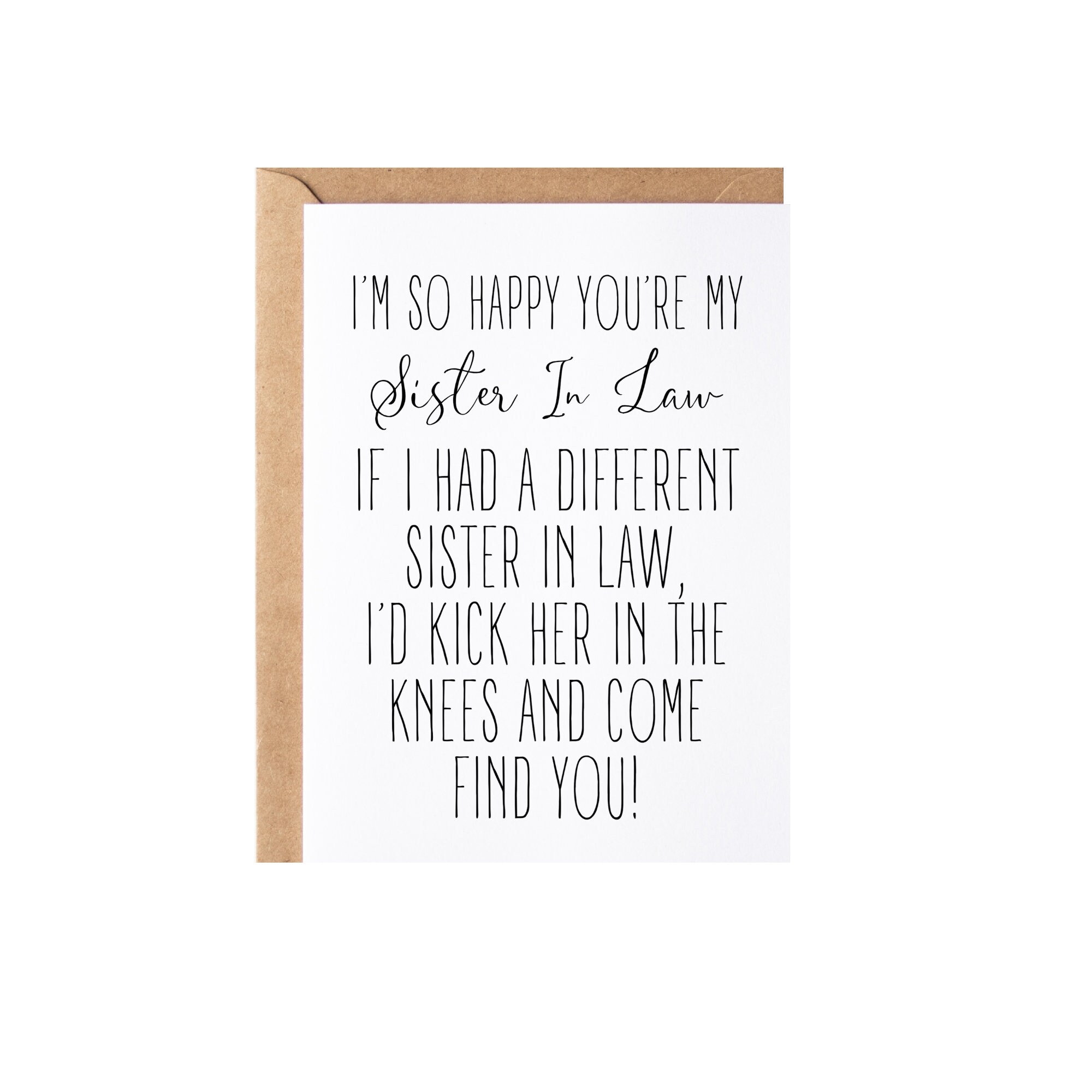 Sister In Law Gift, Card Funny Sister In Law Thank You Appreciation Present Idea, Sister In Law Wedding Day Card From Bride Or Groom