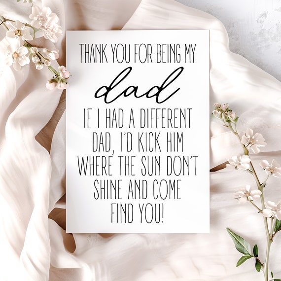 Fathers Day Gift, Card Funny Happy Father's Day Present Idea To Dad From  Adult Children Thank You Dad Gag Gift From Daughter, Son