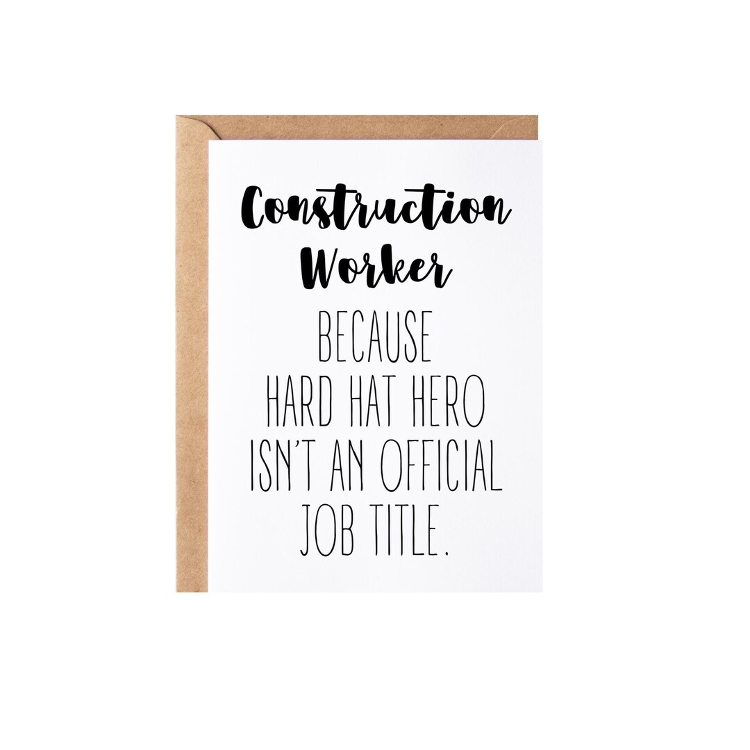 Construction Worker Gift, Card | Funny Construction Worker Thank You ...