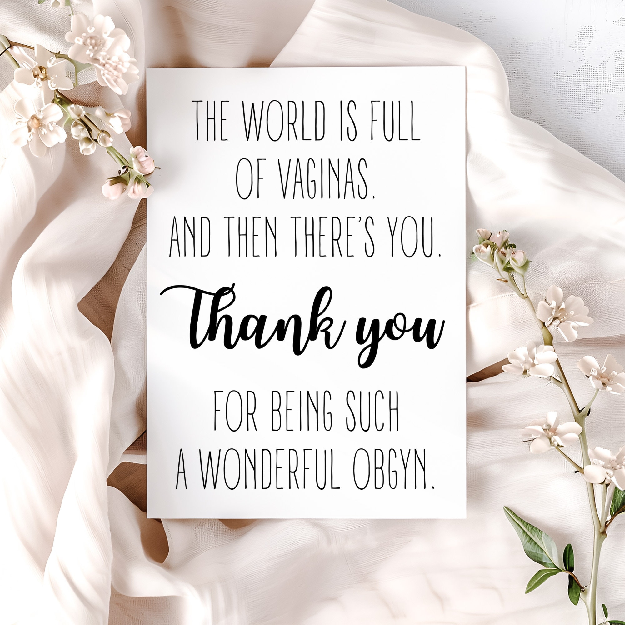 OBGYN Gynecologist Gift, Funny | OB/GYN Obstetrician Thank You Card ...
