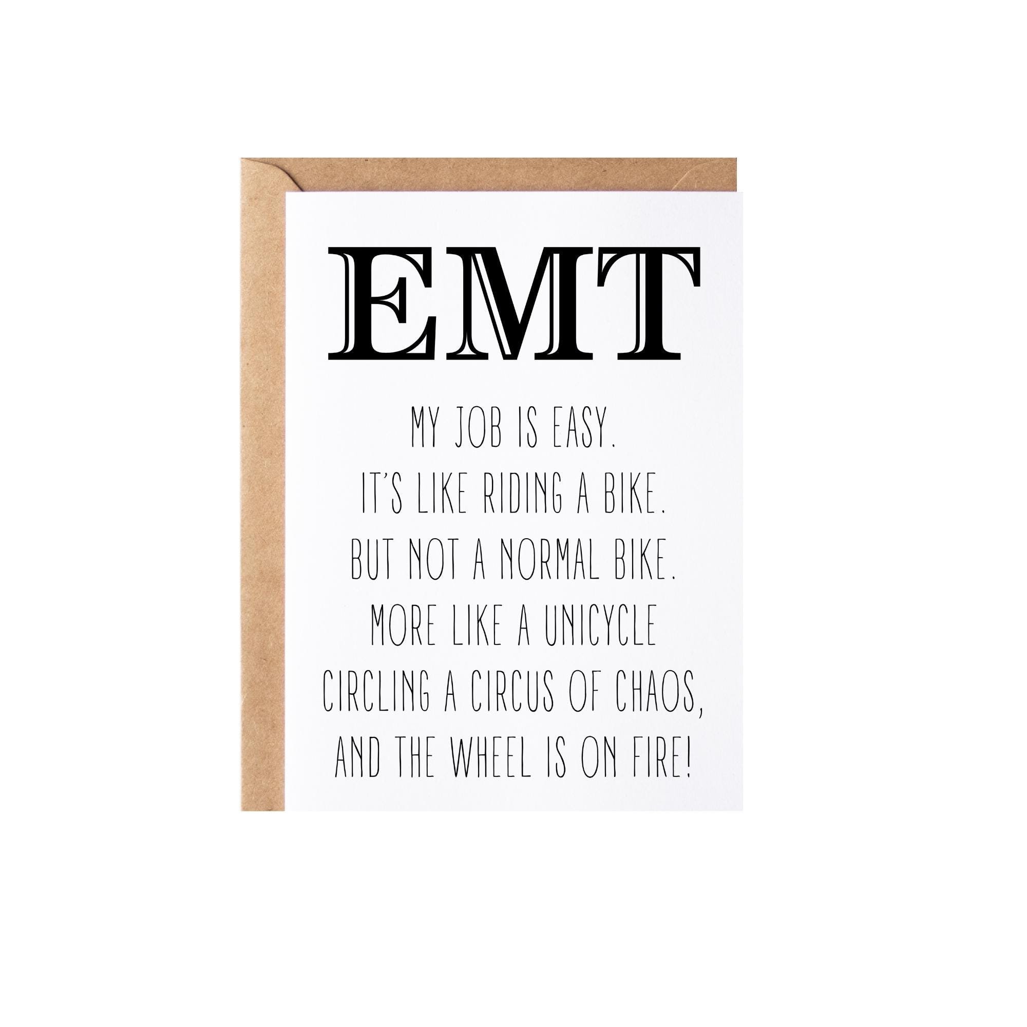 EMT Gift, Card Funny Emergency Medical Technician Thank You Appreciation Present Idea