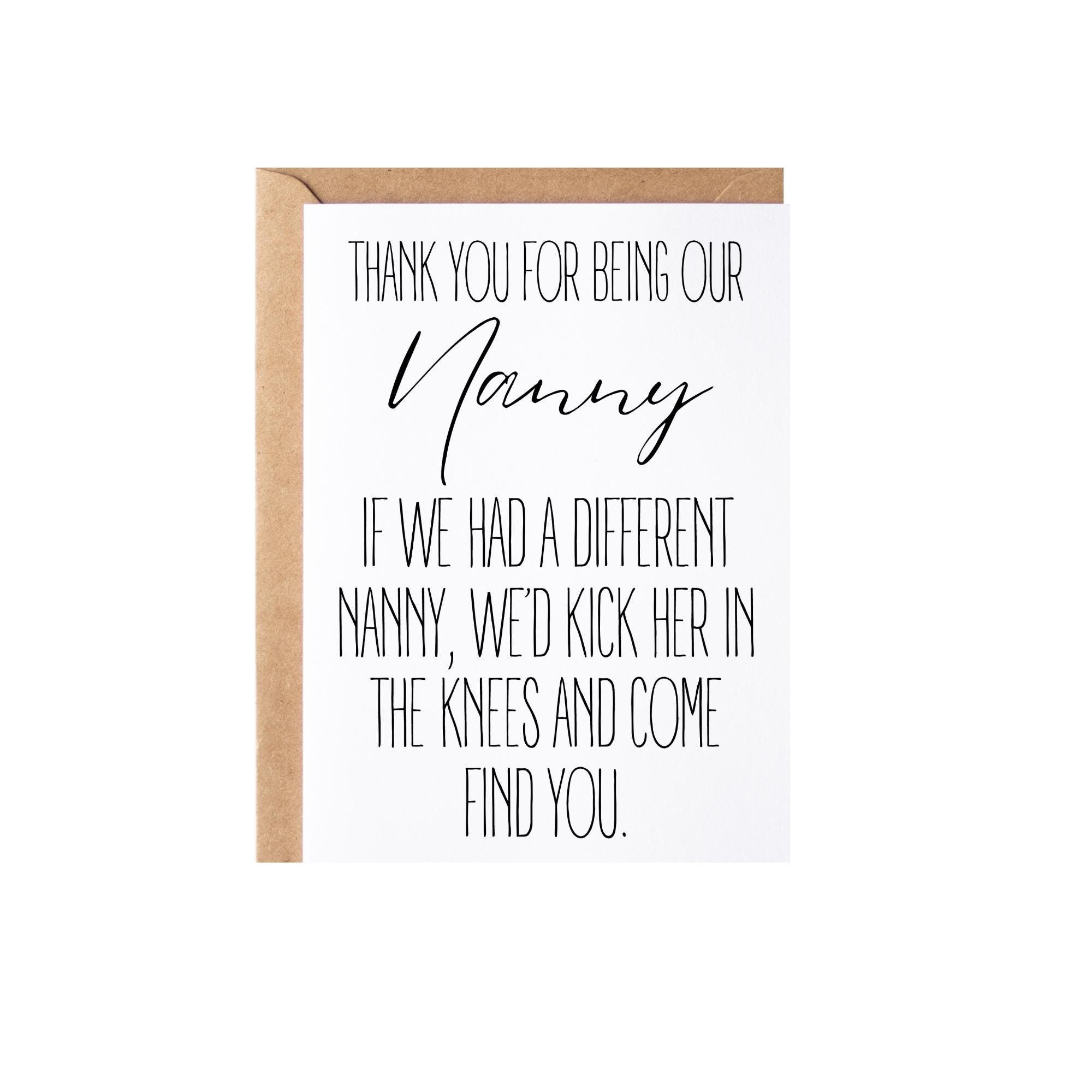 Nanny Gift, Card | Thank You Nanny Present Idea, Funny Nanny