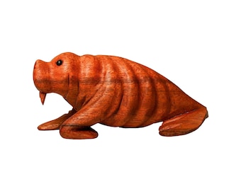 Walrus Wood 3 inch / 7 cm, Seals Statue, Walrus Statue, Walrus Decor, Handmade, Hand Carving, Home Decor, Living Room