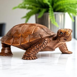 Wooden Turtle 3 Inch / 7 cm, Turtle Carving, Turtle Statue, Turtle Carving, Home Decor, Animal Figurine, Animal Decor, Gift Idea