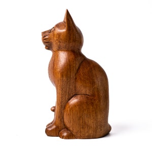 Wooden Sitting Cat 6 Inch / 15 cm, Cat Sculpture, Cat Figurine, Cat Statue, Room Decor, House Decor, Birthday Gift, Christmas Gift image 5