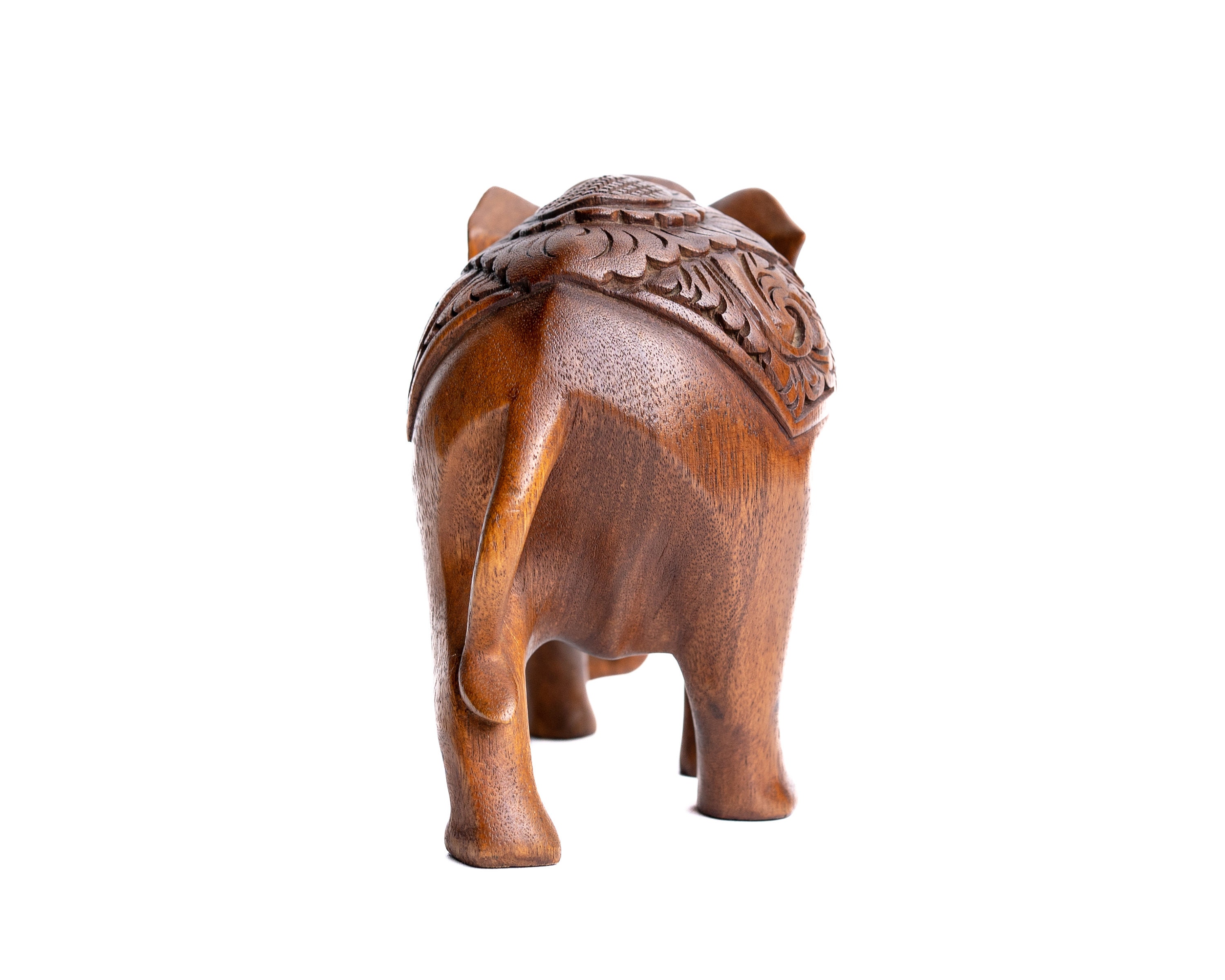 木製象 6インチ / 15 cm、木製像、木彫り、置物、ホームデコレーション