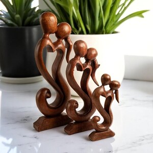 Kissing wood statue, Romantic statue, gift for him, gift for her, personalize gift, hand carved, love statue, abstract statue