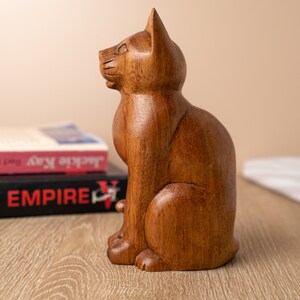 Wooden Sitting Cat 6 Inch / 15 cm, Cat Sculpture, Cat Figurine, Cat Statue, Room Decor, House Decor, Birthday Gift, Christmas Gift image 7