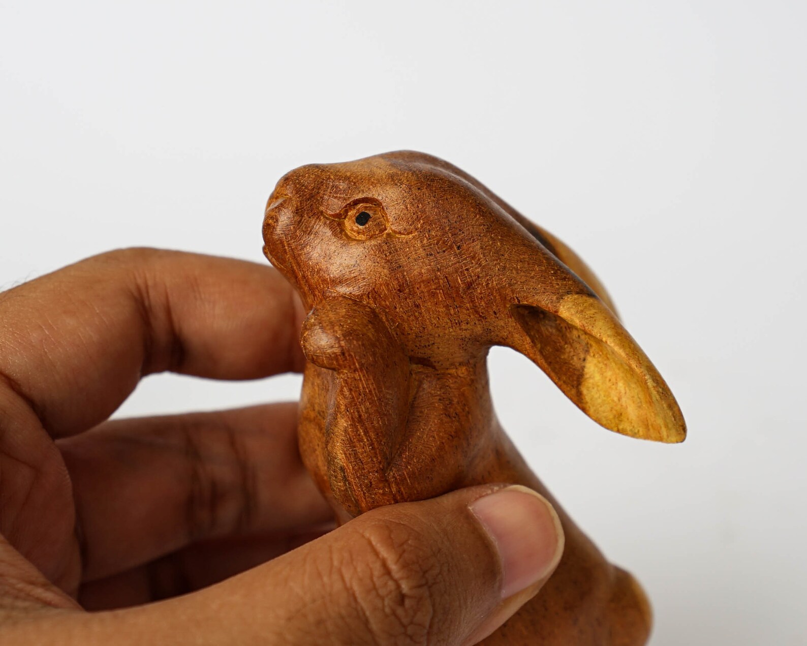 Rabbit Hand Carved Statue Wood Carving Unique Figurine Etsy