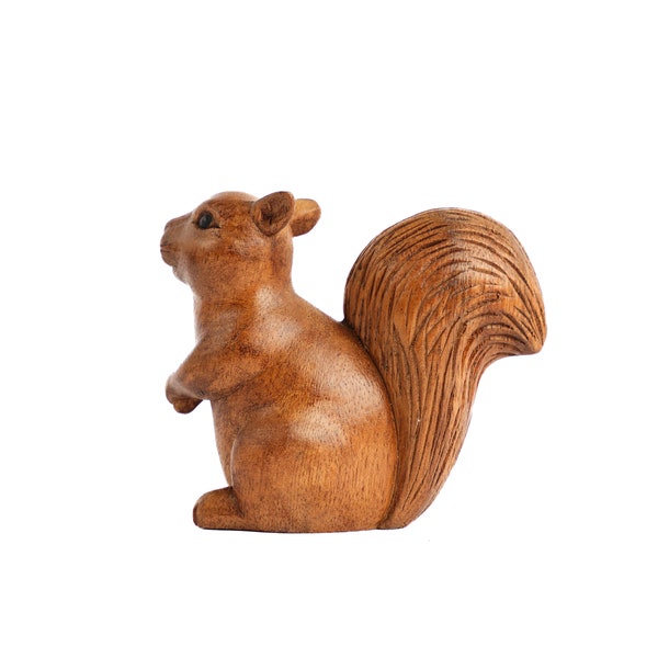 Wooden Squirrel Statue 3.5 Inch / 8 cm, Hand Carved Sculpture, Wood Carving, Rustic, Home Decor, Unique, Birthday Gift, Gift for kid