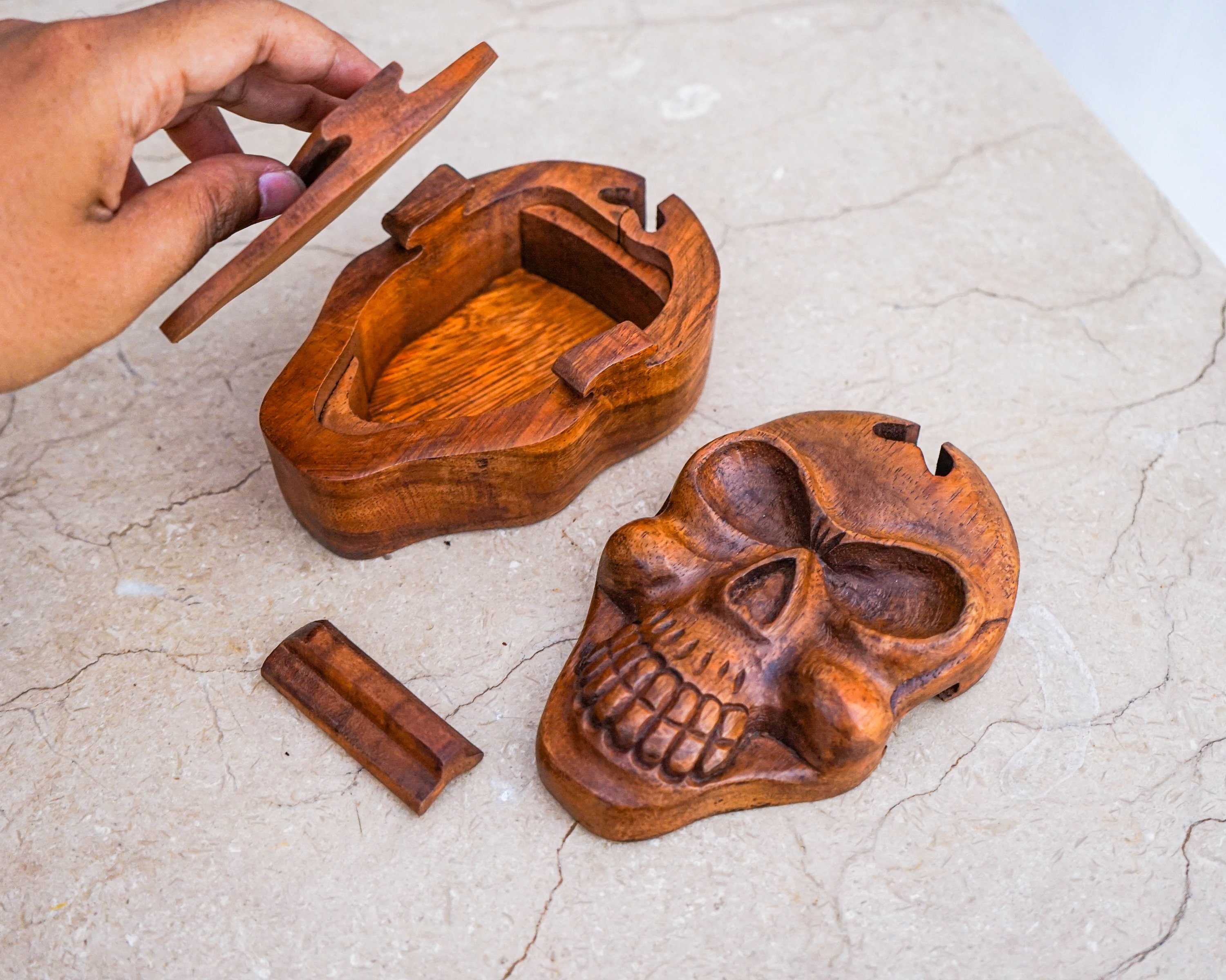 Wooden Skull 5.5 Inch / 13 Cm, Puzzle Skull, Skull Secret Box, Secret ...