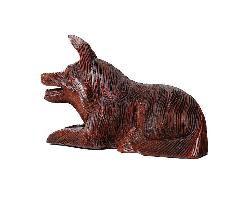 Dog Wooden Carving 5.5 Inch / 14 Cm Dog Figurine Dog Statue Etsy