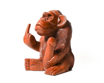 Mono tallado en madera con pene 8,5 pulgadas / 21 cm, estatua tallada a mano, tallado en madera, decoración de mesa, único, regalo para él, regalo del padre