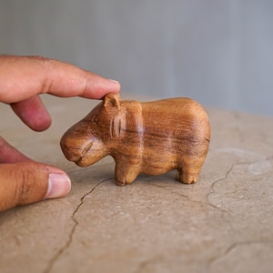 Wooden Hippo 3 Inch /  7 cm Legth, Hand Carved Sculpture, Wood Carving, Rustic, Home Decor, Handmade, Unique, Birthday Gift, Gift for kid