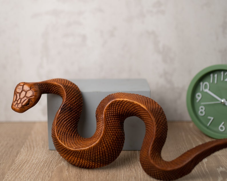 2 Size Wooden Rattle Snake Rattlesnake Carving Wood Etsy