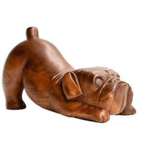 English Bulldog, Hand Carved Statue, Wood Carving, Unique Figurine, Rustic, Home Decor, Handmade, cute dog, Gift for kid