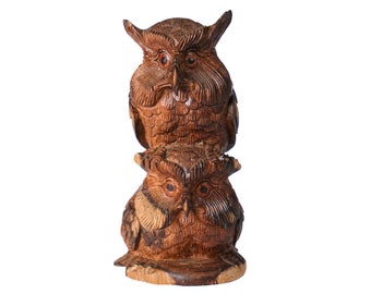 Owl Sculpture 8 inch / 20 cm cm, Owl Wood Carving, Owl Statue, Home Decor, Owl Figurine, Owl Decoration, Father Day gift, Birthday Gift