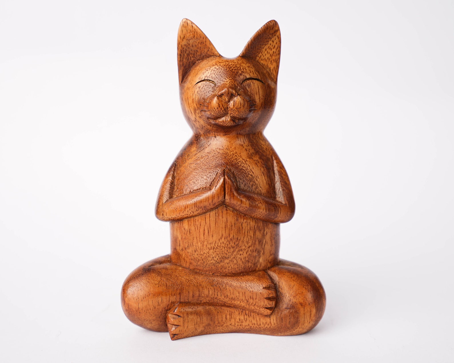 Yoga Cat Statue Cat Figurine Yoga Cat Sculptures Wood Carving Etsy