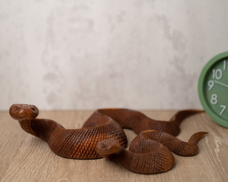 2 Size Wooden Rattle Snake Rattlesnake Carving Wood Etsy
