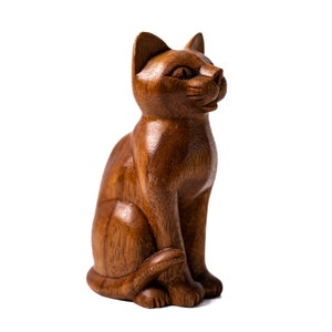 Wooden Sitting Cat 6 Inch / 15 cm, Cat Sculpture, Cat Figurine, Cat Statue, Room Decor, House Decor, Birthday Gift, Christmas Gift image 2