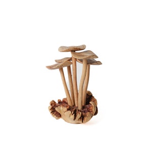 Mushroom wood decoration 4 Inch / 10 cm, Mushroom figurine, Mushroom handmade,  Mushroom statue,  Mushroom carving, wood carving