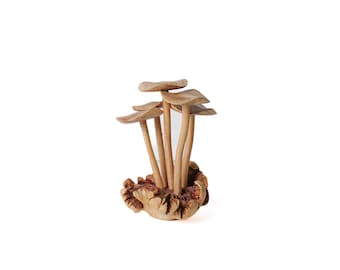 Mushroom wood decoration 4 Inch / 10 cm, Mushroom figurine, Mushroom handmade,  Mushroom statue,  Mushroom carving, wood carving