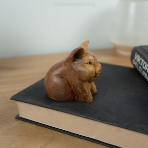 Fat Pig 2.5 Inch / 6 cm , Wood Statue, Wood Carving, Figurine, Home Decor, Ornament, Birthday Gift, Handmade, Gift for kid