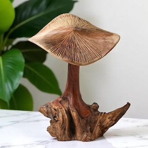 LARGE Mushroom Sculpture 11.5 Inch / 29 , Wooden Carving, Home Decor, Room Decor, Personalized Statue, Living Room, Office Decor, Gift Idea