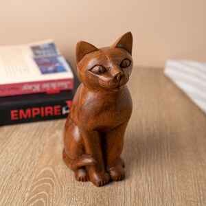 Wooden Sitting Cat 6 Inch / 15 cm, Cat Sculpture, Cat Figurine, Cat Statue, Room Decor, House Decor, Birthday Gift, Christmas Gift image 10