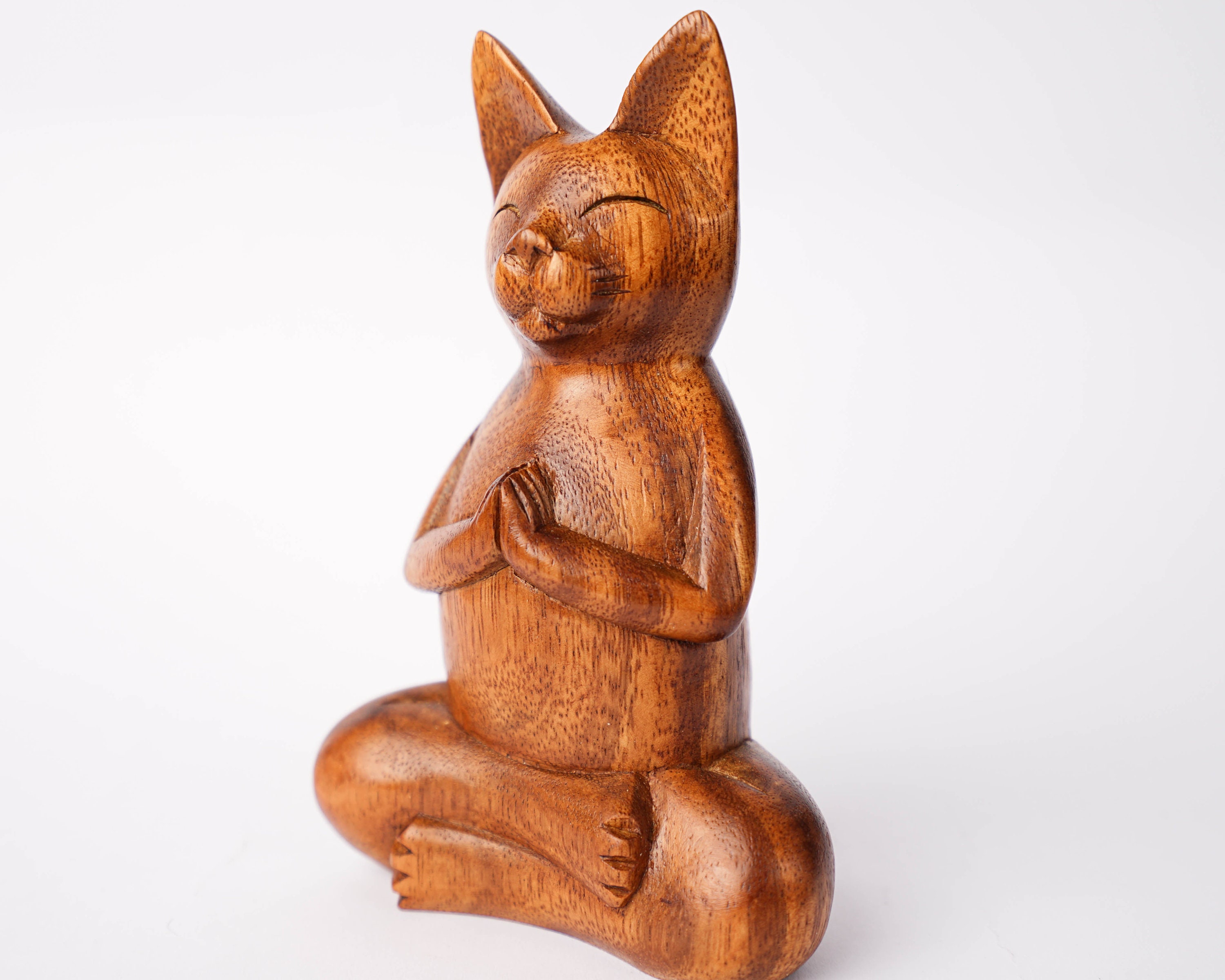 Yoga Cat Statue Cat Figurine Yoga Cat Sculptures Wood Carving Etsy