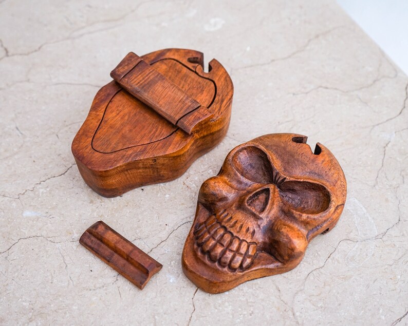 Wooden Skull 5.5 Inch / 13 Cm, Puzzle Skull, Skull Secret Box, Secret ...