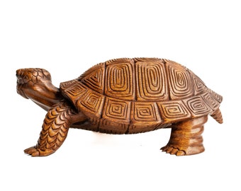 木製カメ 3インチ / 7 cm、カメの彫刻、カメの像、カメの彫刻、ホーム
