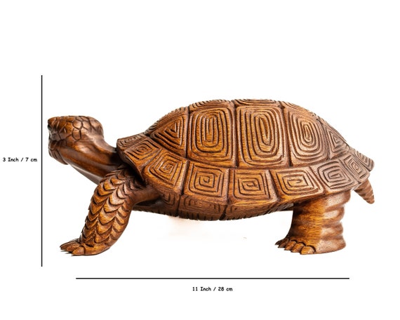 木製カメ 3インチ / 7 cm、カメの彫刻、カメの像、カメの彫刻、ホーム