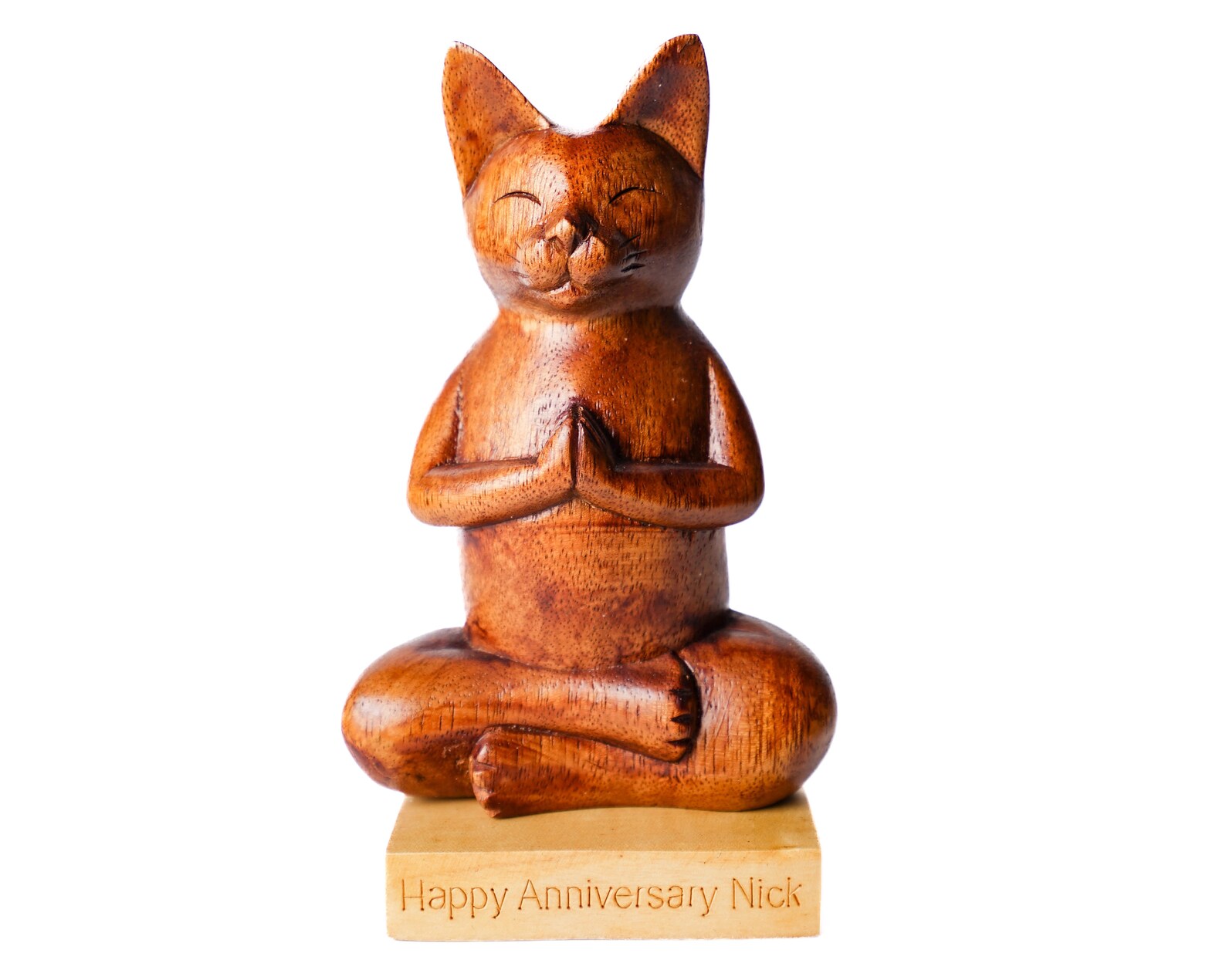 Yoga Cat Statue Cat Figurine Yoga Cat Sculptures Wood Carving Etsy