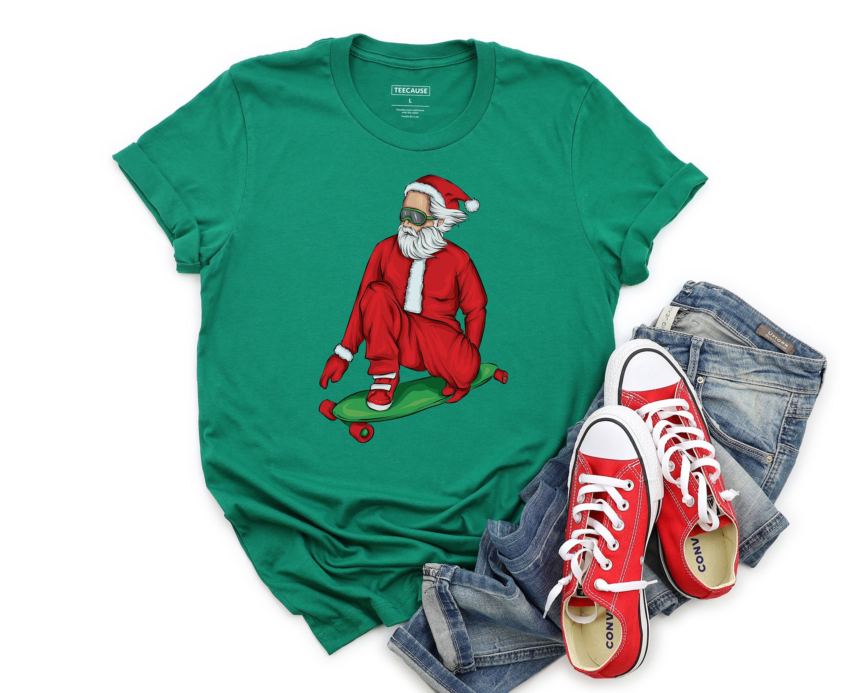 Skateboard Santa Merry Christmas T 