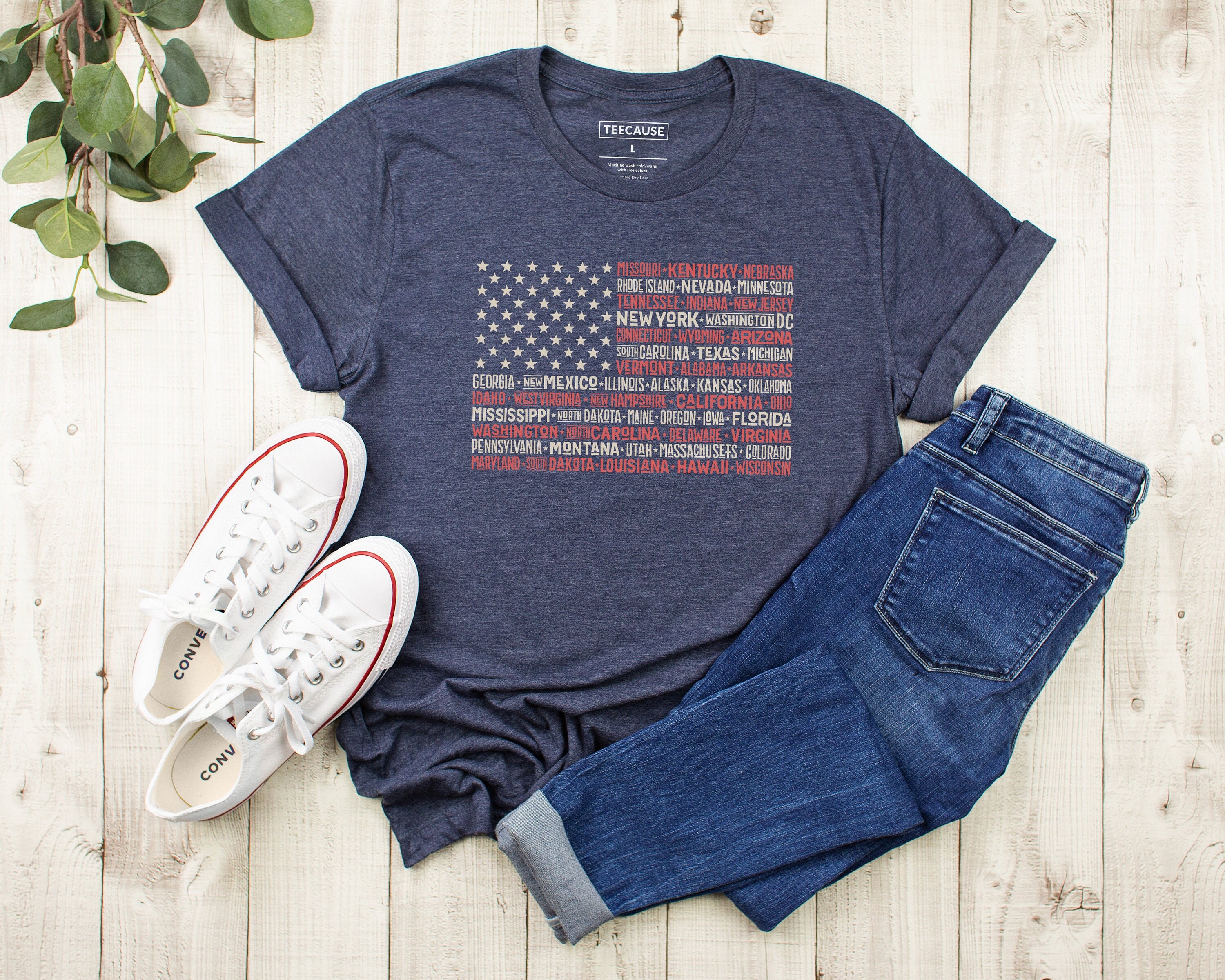 Vintage American Flag Tee with States - Fourth of July Tees, Patrioti…