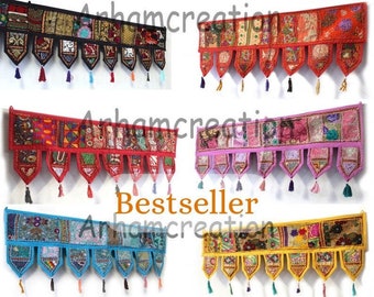 Indian Handmade Patchwork Door Wall Hanging Toran Window Decorative Valances Home Decorative Toran, Door Topper Valances, Patchwork Valance