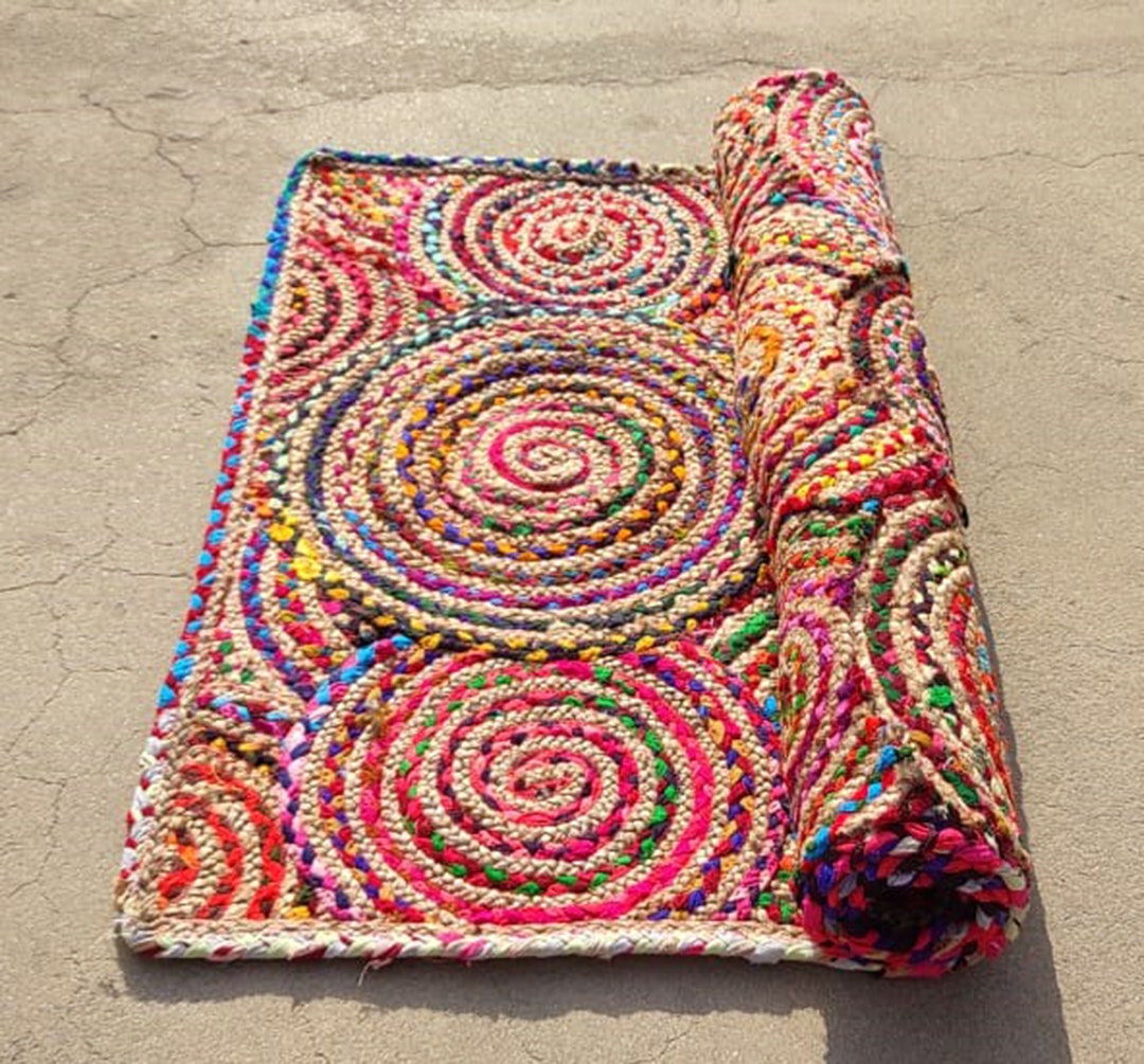 Hand Braided Rag Rug, Colorful Area Rug, Floor Rugrectangle Rugs